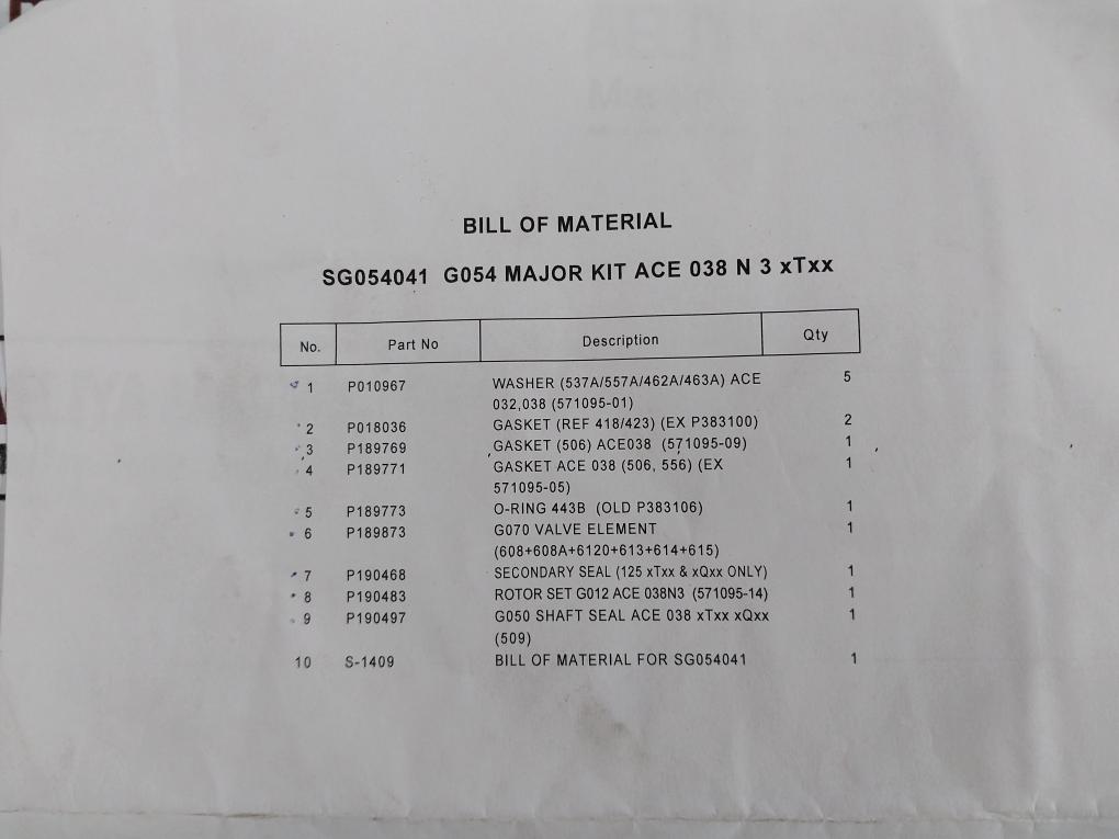 Skf Explorer 6306 Bearing Rotor Set G012 Ace 038n3 G070 Valve Element Washer & Seal Kit