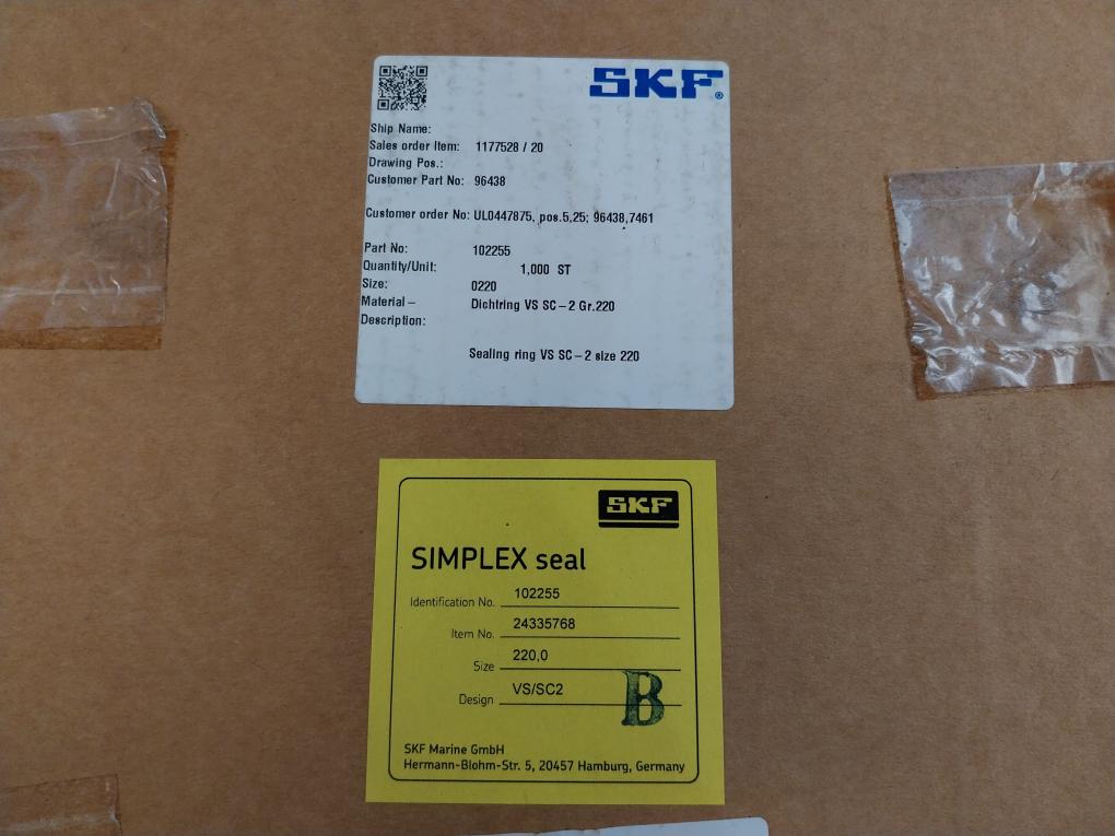 Skf Marine 24335768 Simplex Seal Sc-2 Size 220 Viton Superlip