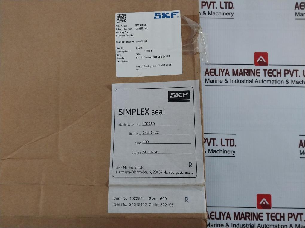 Skf Marine Simplex Seal Kit Complete Set With Sealing Ring, Gasket & Fastener