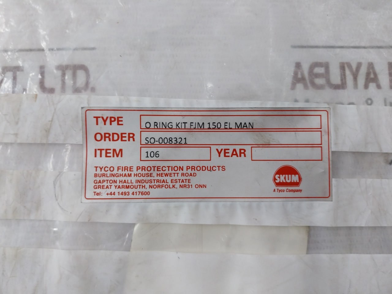 Skum Fjm-150 O-ring Kit For Nozzle So-008321 Rev 0 16911520S