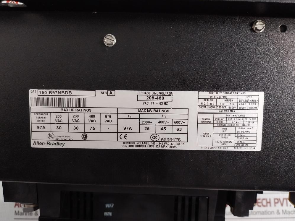 Smart Motor Controller 150-b97Nbdb Allen-bradley 3Ph 208-480Vac 47-63Hz