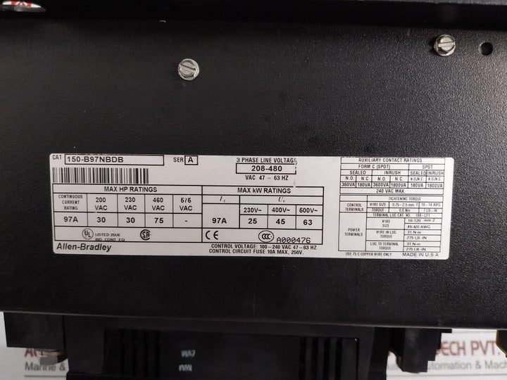 Smart Motor Controller 150-b97Nbdb Allen-bradley 3Ph 208-480Vac 47-63Hz