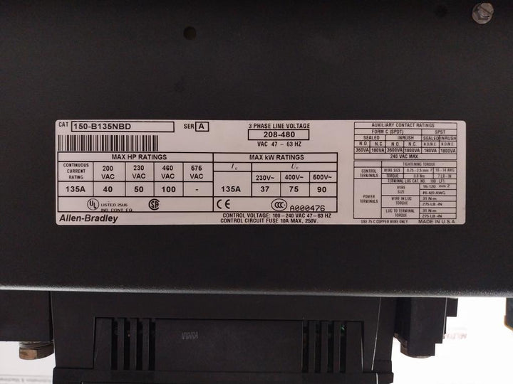 Smc-Dialog-Plus-Smart-Motor-Controller-150-b135Nbd-Allen-bradley-208-480-Vac-209346-13