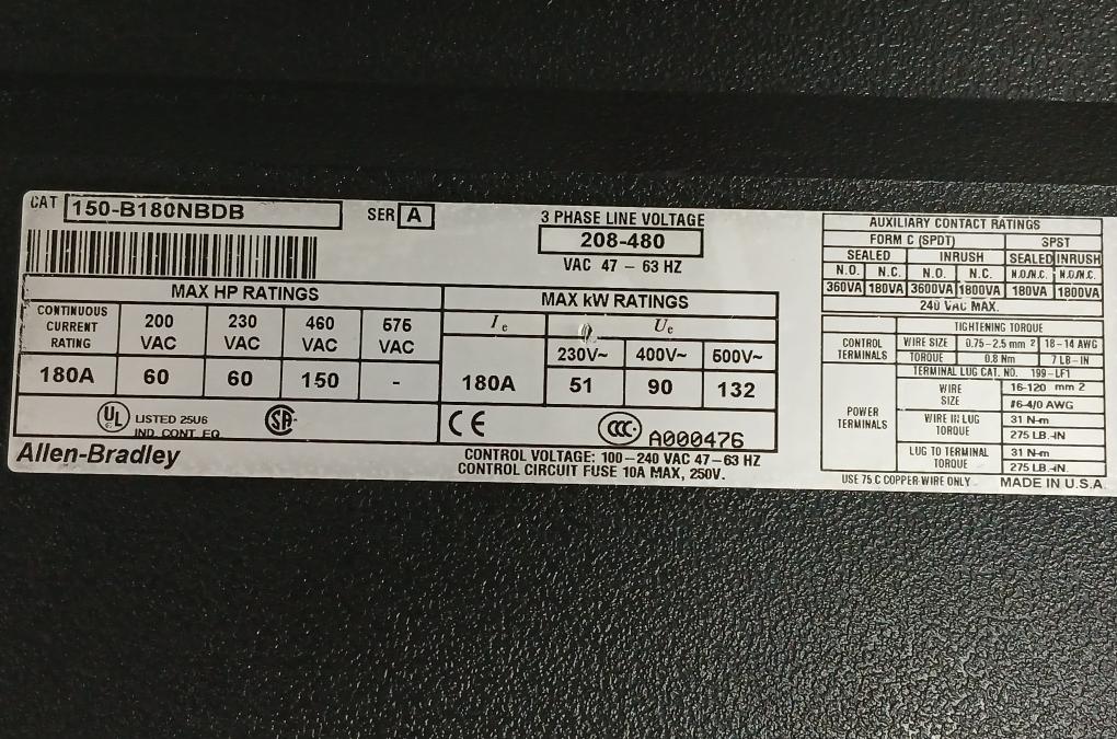 Smc-Dialog-Plus-Smart-Motor-Controller-3-phase-180A-Allen-bradley-150-b180Nbdb-208028-8
