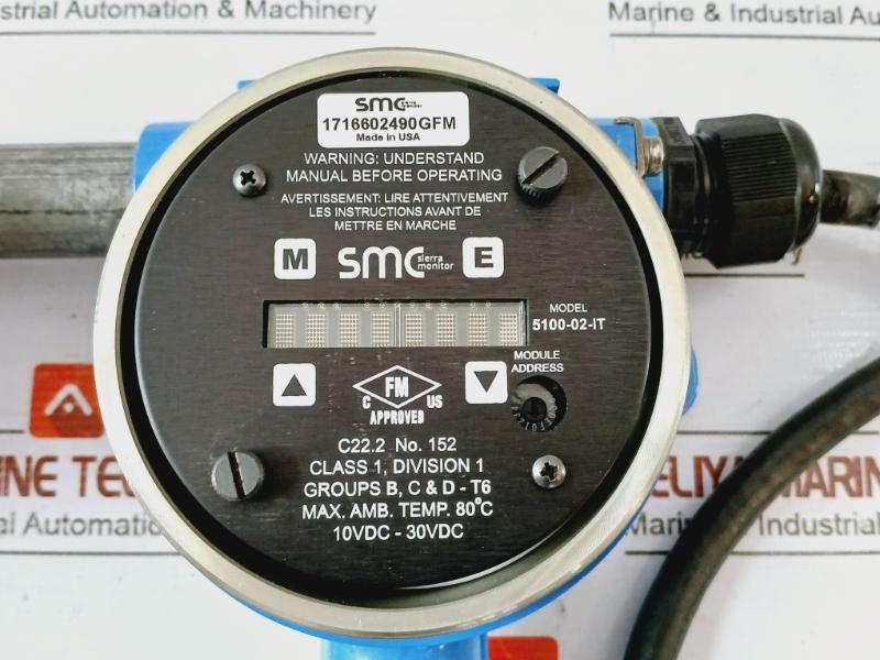 Smc 4501-05 Gas Detector 0-100 Ppm H2S (Hydrogen Sulfide) 10Vdc To 30Vdc