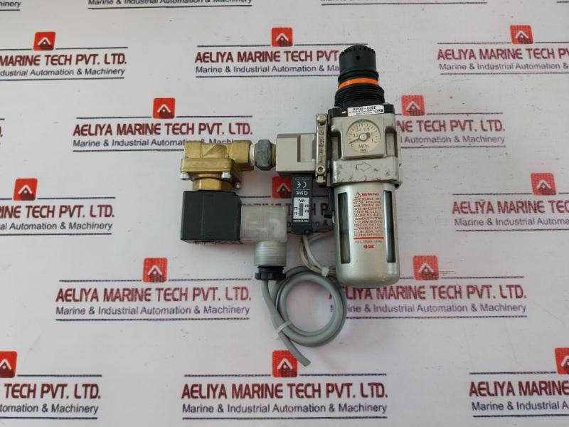 Smc Aw30-03Be Filter Regulator + Vxd2130-03-5D71 2 Way Media Valve Assy