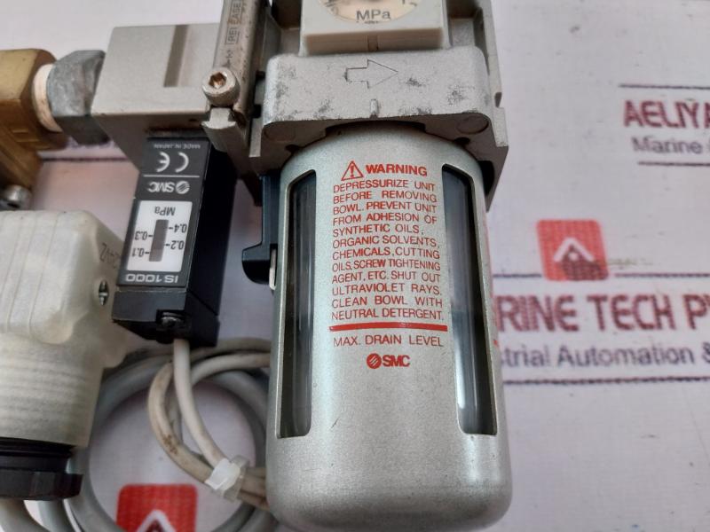 Smc Aw30-03Be Filter Regulator + Vxd2130-03-5D71 2 Way Media Valve Assy
