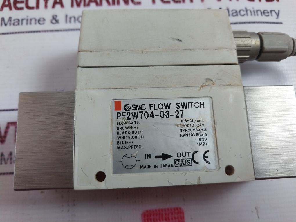 Smc Pf2w704-03-27 Flow Switch For Water Dc12/24v, Npn 30v 80ma