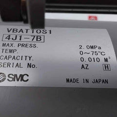 Smc Vbat10S1 Air Tank With Booster Regulator 2.0Mpa Sus316 Vba20A-03Gn 4J1-73