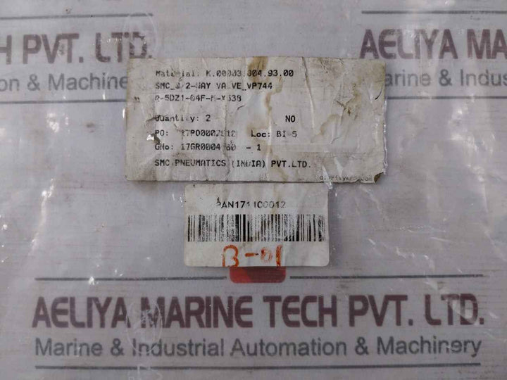 Smc Vp744R-5Dz1-04F-m-x538 3/2-way Solenoid Valve With Limit Switch 24Vdc 0.45W