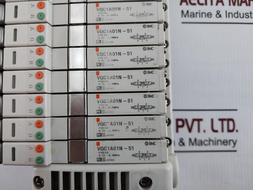 Smc Vv5Qc1-lno096 Valve Terminal With 10 Solenoid Valves 24Vdc A 0.15-0.7Mpa