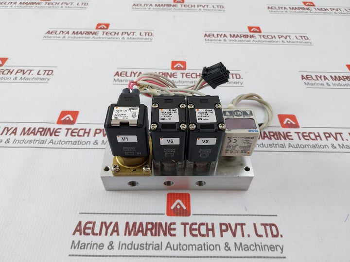 Smc Vca23A-4G-3-x6 Manifold Assembly Of Pneumatic Solenoid Valve Ac200V 50/60Hz