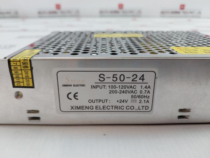 Smun S-50-24 Switching Power Supply 100-120Vac 1.4A 200-240Vac 0.7A 50/60Hz