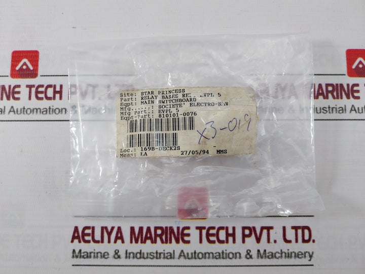 Societe’ Electro-Nav Evpl 5 Relay Base