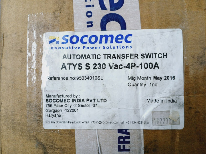 Socomec 95034010 Remotely Operated Transfer Switch 95034010sl 50/60hz