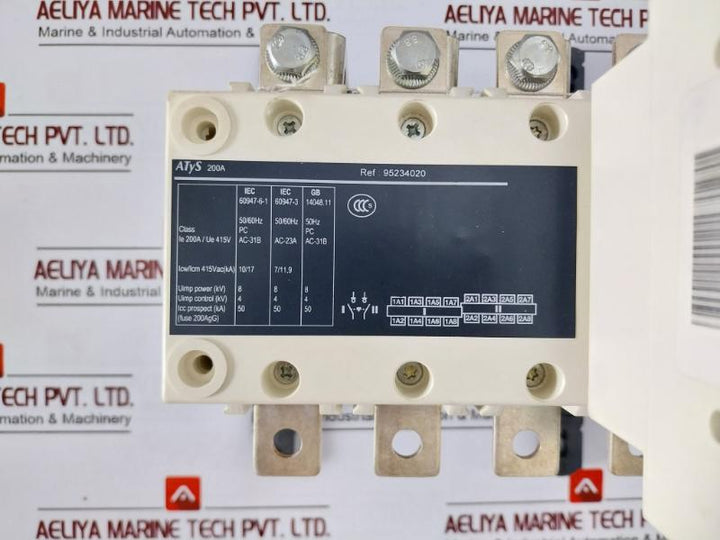 Socomec Atys R-4P-200A Motorised Changeover Switch 95234020Sl 2A/24V