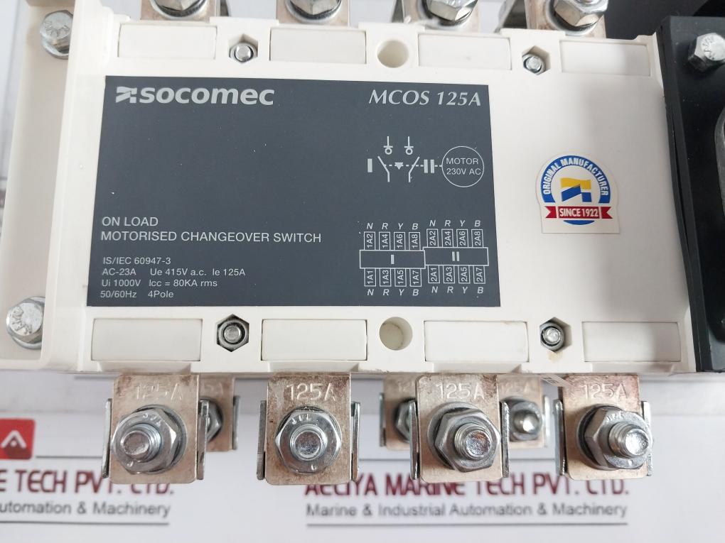 Socomec Mcos 125A Remotely Operated Transfer Switch Motor 230V Ac