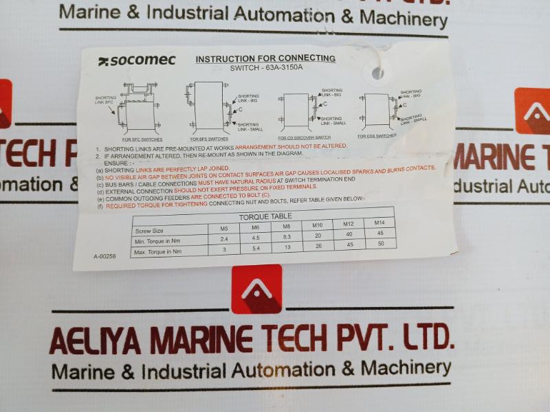Socomec Mcos 250A Motorized Changeover Switch 415V Ac
