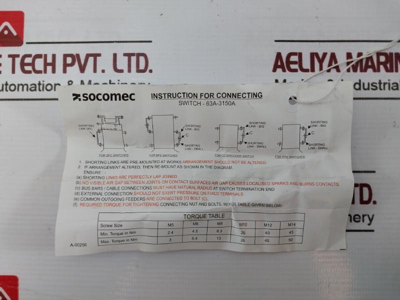 Socomec Mcos 320A Motorized Changeover Switch (Bcs) 4-pole 415V 80Ka
