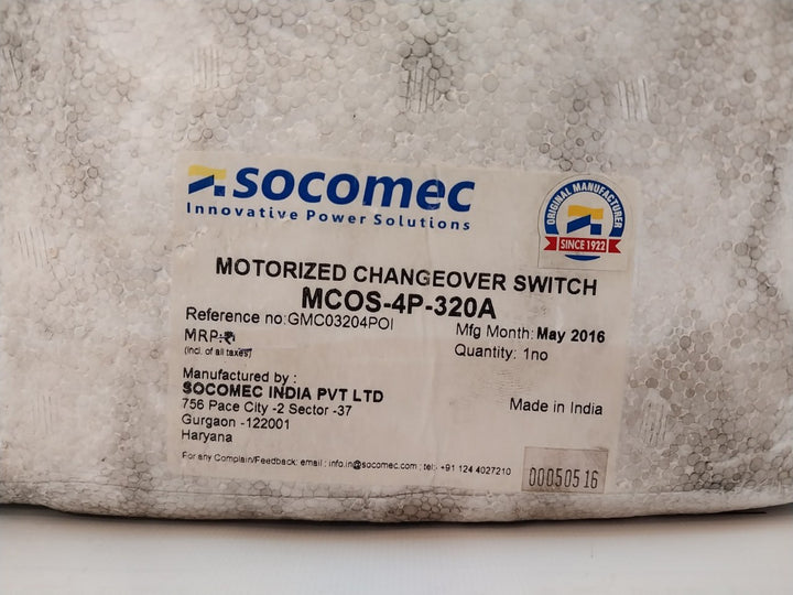 Socomec Mcos 320A Motorized Changeover Switch (Bcs) 4-pole 415V 80Ka