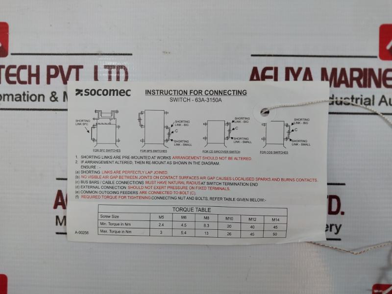 Socomec Mcos 400A Bypass Changeover Switch Ac-23A Gmc04004Poi 50/60Hz 4 Pole