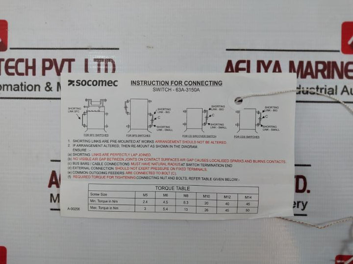 Socomec Mcos 400A Bypass Changeover Switch Ac-23A Gmc04004Poi 50/60Hz 4 Pole