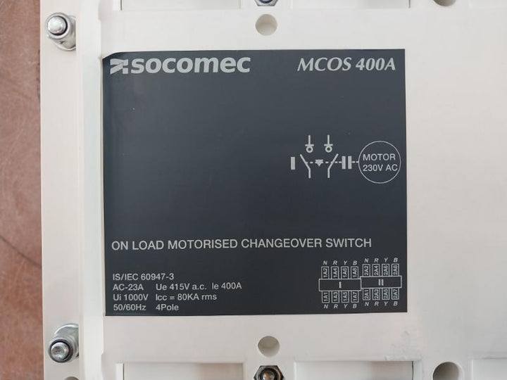 Socomec Mcos 400A Bypass Changeover Switch Ac-23A Gmc04004Poi 50/60Hz 4 Pole