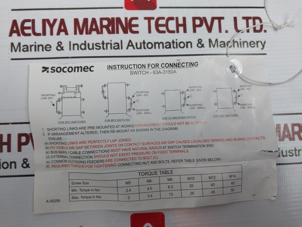 Socomec Mcos 400A 4 Pole Bypass Changeover Switch, 63A-3150A