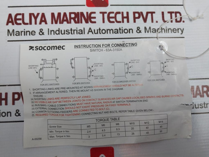 Socomec Mcos 400A 4 Pole Bypass Changeover Switch, 63A-3150A