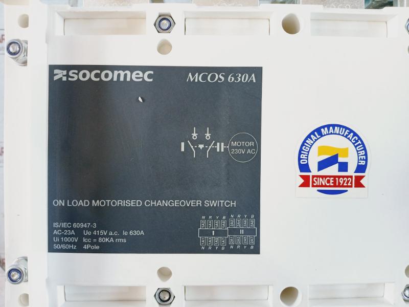 Socomec Mcos 630A On Load Motorised Changeover Switch 63A-3150A