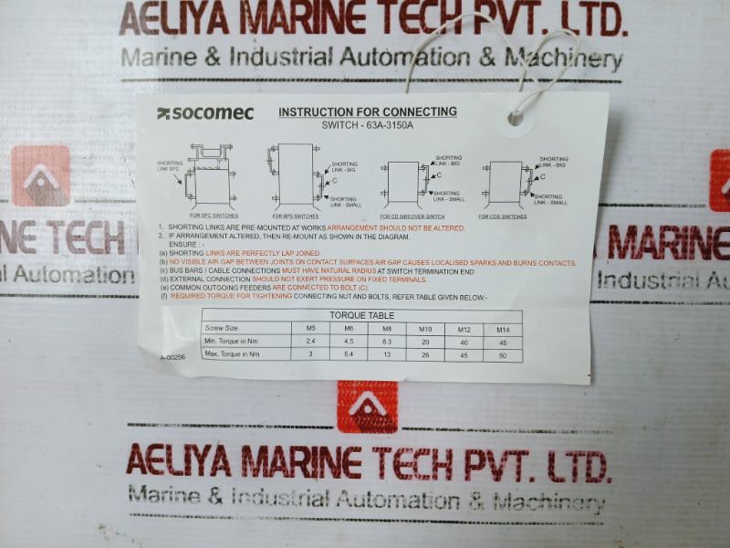 Socomec Mcos 630A On Load Motorised Changeover Switch 230V Ac