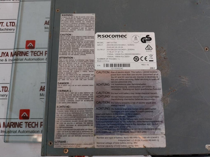 Socomec Nrt-u1700 Single Phase Rack Tower Ups 1700Va 1200W 200/240V