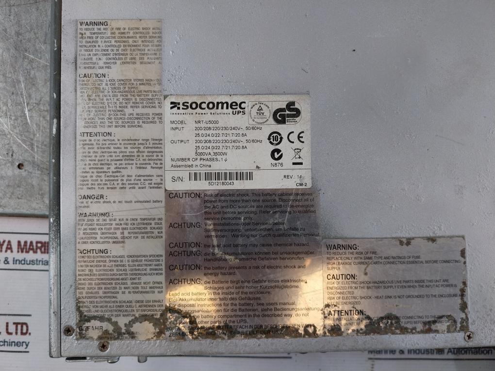 Socomec Ups NRT-U5000 Output 3500W Single Phase Power Solution