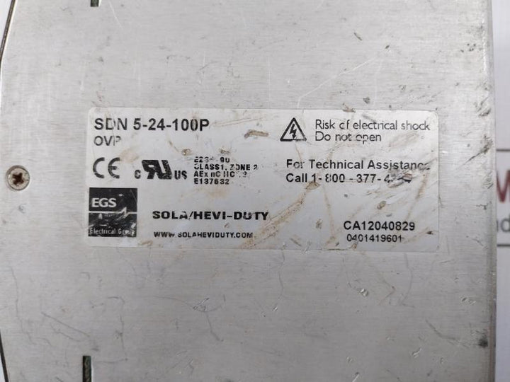 Sola/Hevi-duty Power Supply 115/230 Vac Part N0: Sdn 5-24-100P