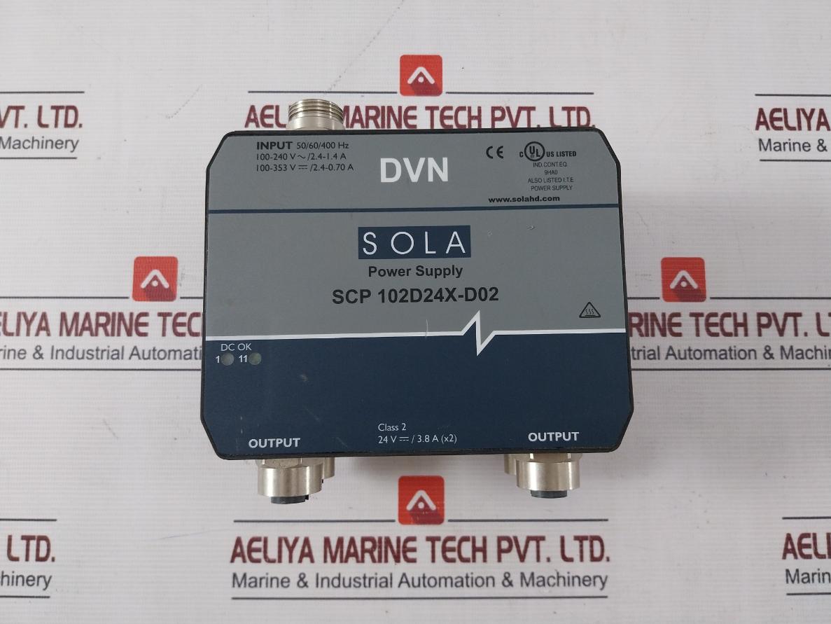 Sola Scp 102D24X-d02 Power Supply 24V/3.8A (X2) 50/60/400Hz 100-240V/2.4-1.4A