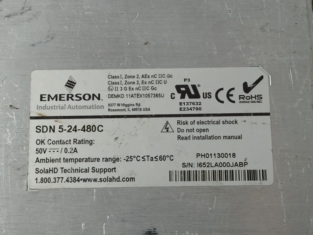 Sola Sdn 5-24-480C Power Supply 0.4A/Phase 24-28 Vdc -25°C Ta 60°C