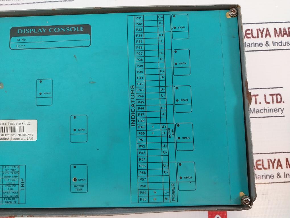 Solar Biotronic Laboratories Display Console 24V DC