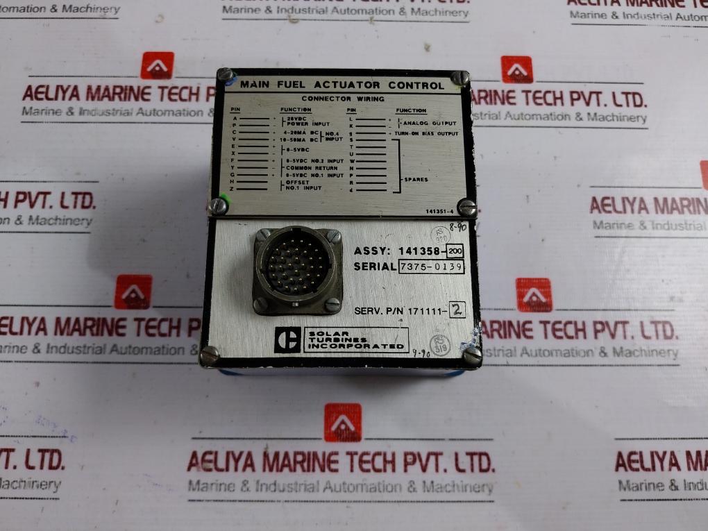 Solar Turbine 141358-200 Engine Speed Monitor Fuel Actuator Control 28vdc,4-20ma