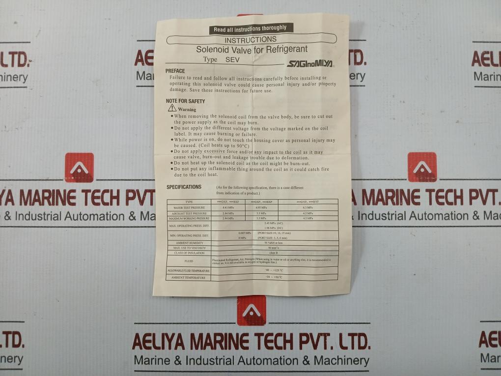 Solenoid Valve For Refrigerant 2.94 Mpa Saginomiya Sev-603Bxf