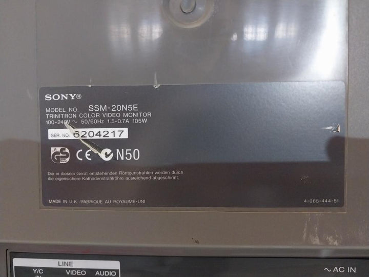 Sony Ssm-20N5E Trinitron Color Video Monitor 1.5-0.7A 105W