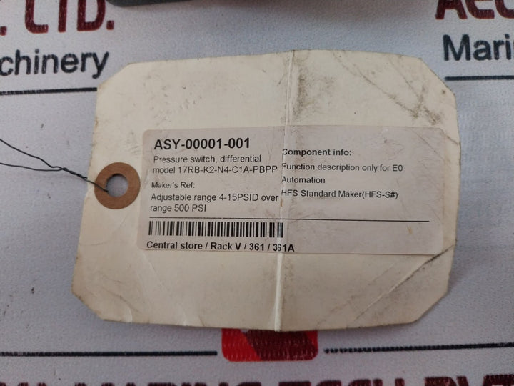 Sor 17Rb-k2-n4-c1A-pbpp Differential Pressure Switch