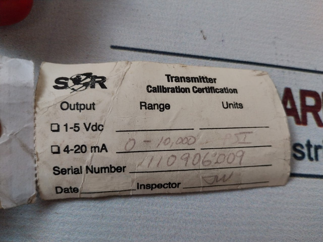 Sor 534Hs-tn10K-p9-c1A Pressure Transmitter 11-40Vdc