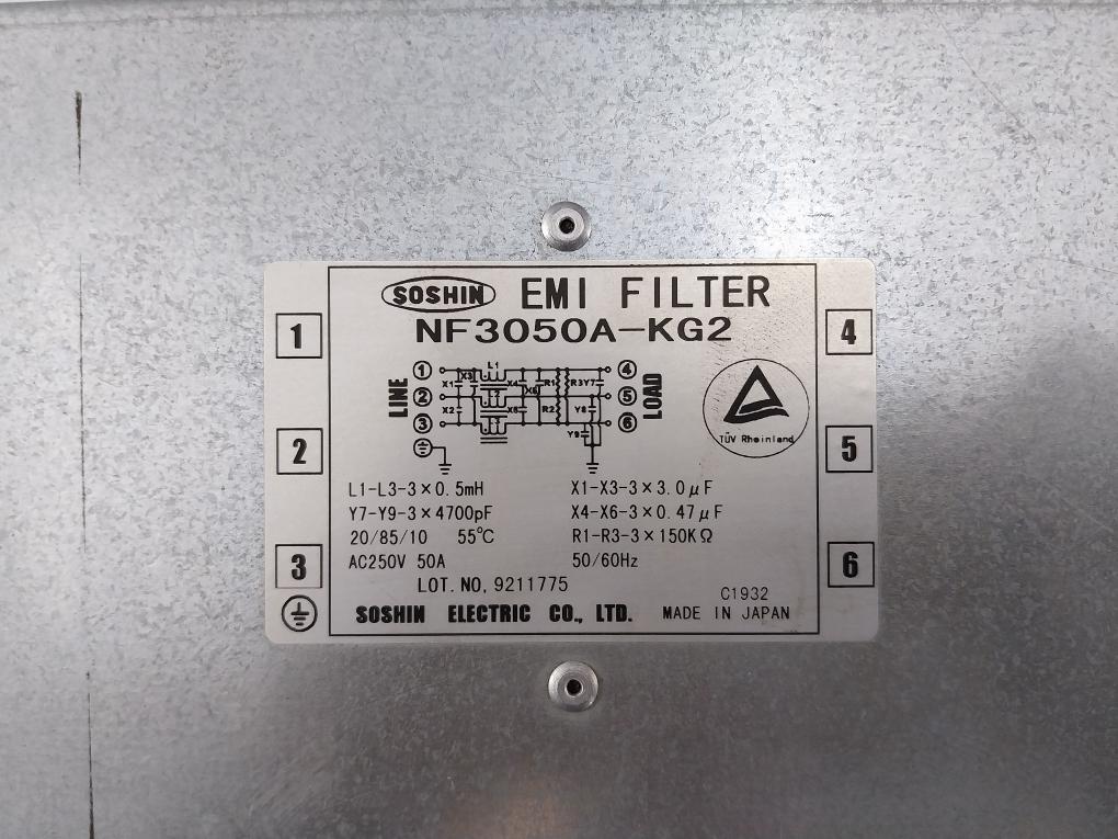 Soshin Nf3050A-kg2 Emi Filter Ac250V 50A 50/60Hz