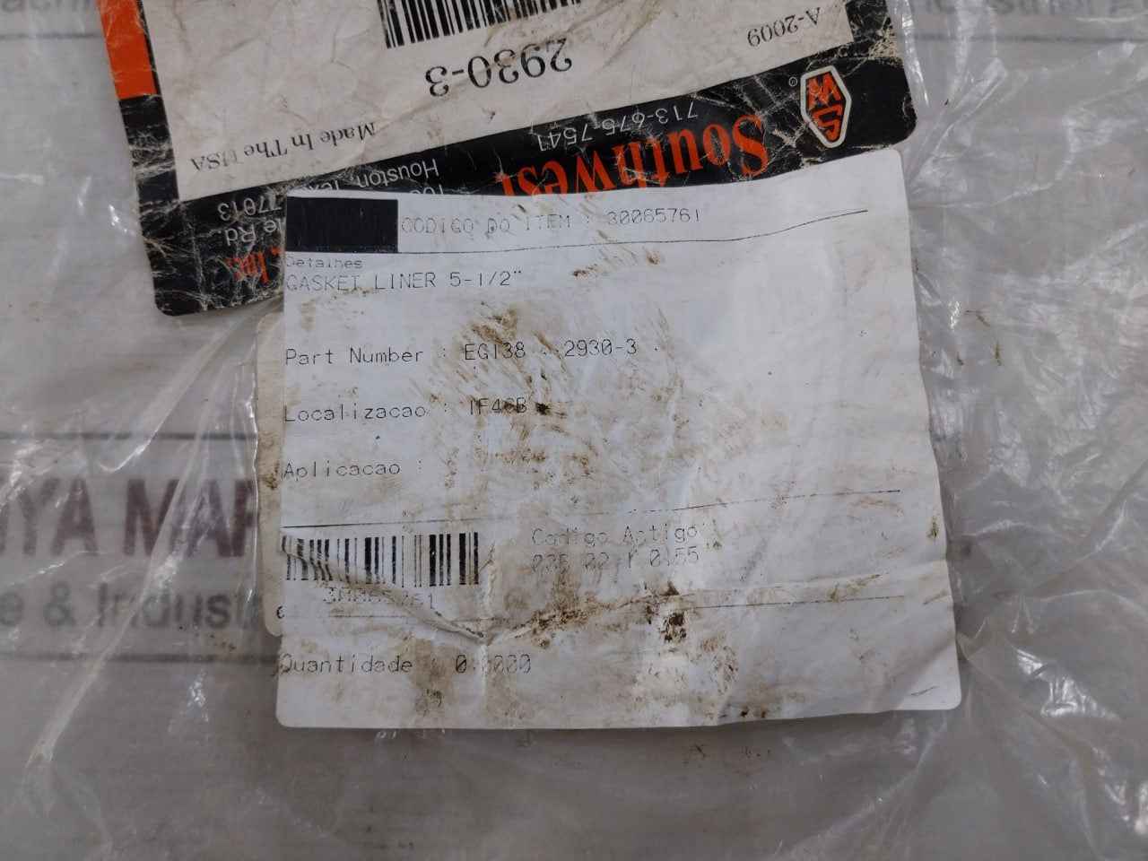 Southwest 2930-3 Gasket Liner Seal Ring 30065761