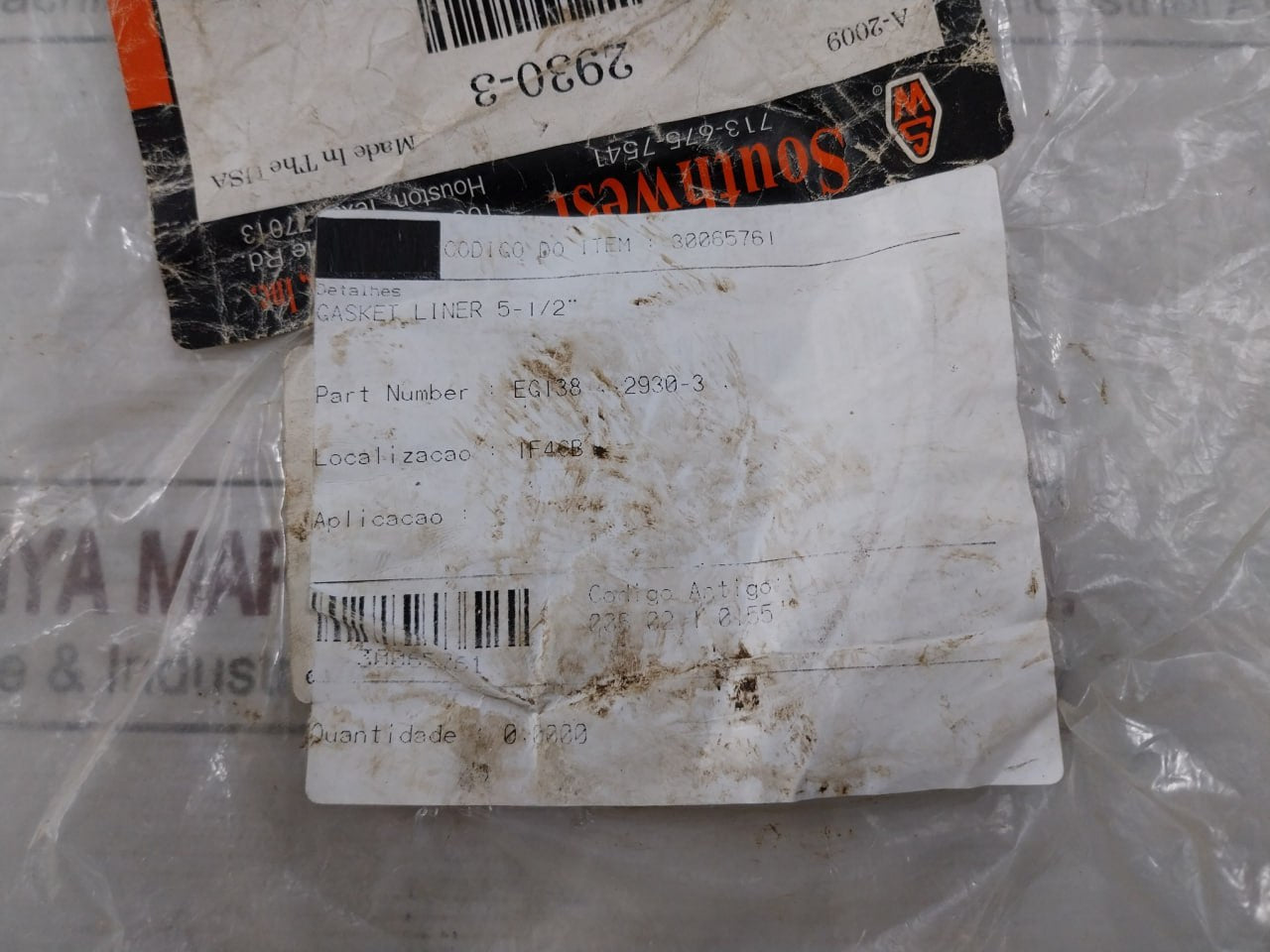 Southwest 2930-3 Gasket Liner Seal Ring 30065761