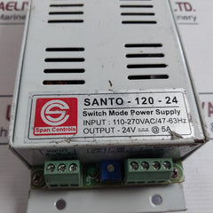 Span Controls Santo-120-24 Switch Mode Power Supply 110-270Vac/47-63Hz -24V 5A