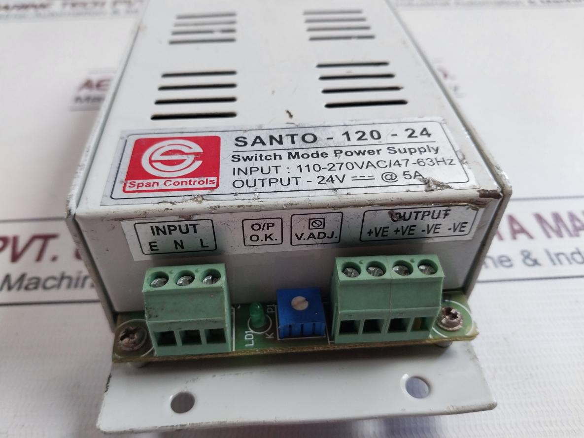 Span Controls Santo-120-24 Switch Mode Power Supply 110-270Vac/47-63Hz -24V 5A