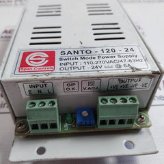 Span Controls Santo-120-24 Switch Mode Power Supply 110-270Vac/47-63Hz -24V 5A