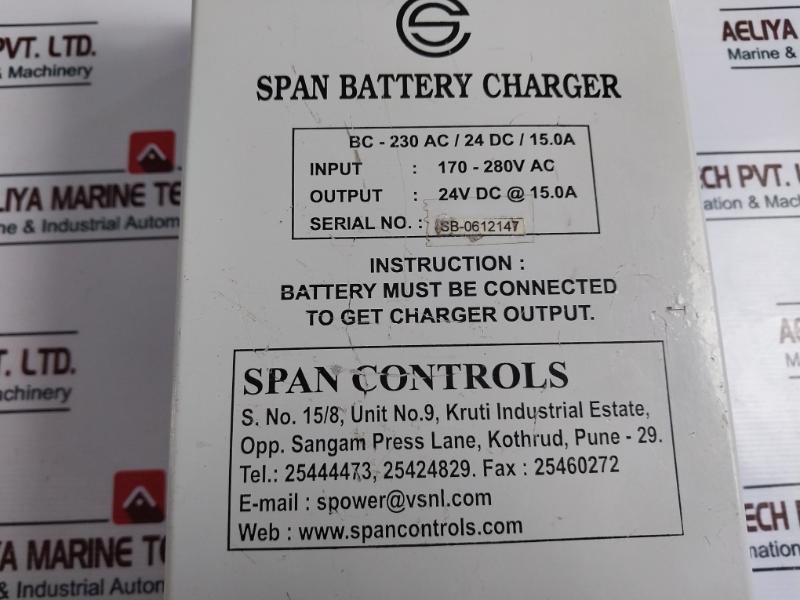 Span Controls Bc-230 Ac/24 Dc/15.0A Battery Charger