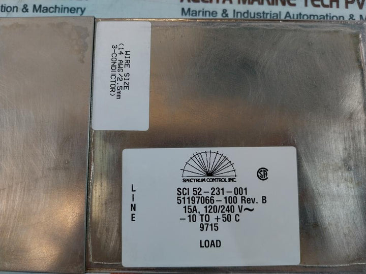 Spectrum Control Sci 52-231-001 51197066-100 Rev.B 15A 120/240V~ 14 Awg/2.5Mm